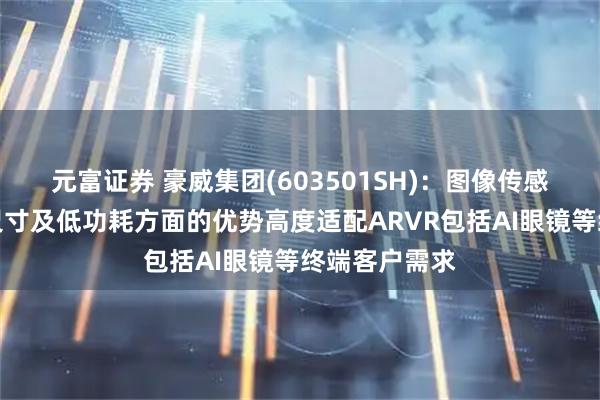 元富证券 豪威集团(603501SH)：图像传感器产品在小尺寸及低功耗方面的优势高度适配ARVR包括AI眼镜等终端客户需求