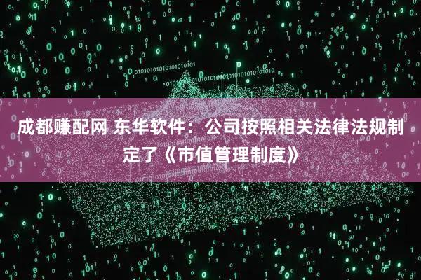 成都赚配网 东华软件：公司按照相关法律法规制定了《市值管理制度》